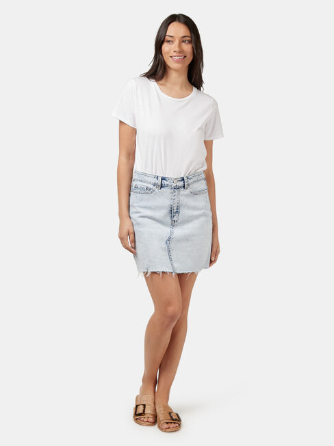 Simone Distressed Denim Skirt, Blue, hi-res