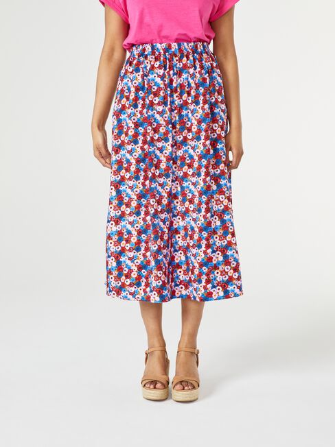 Arlo Ruched Waist Skirt, Print, hi-res