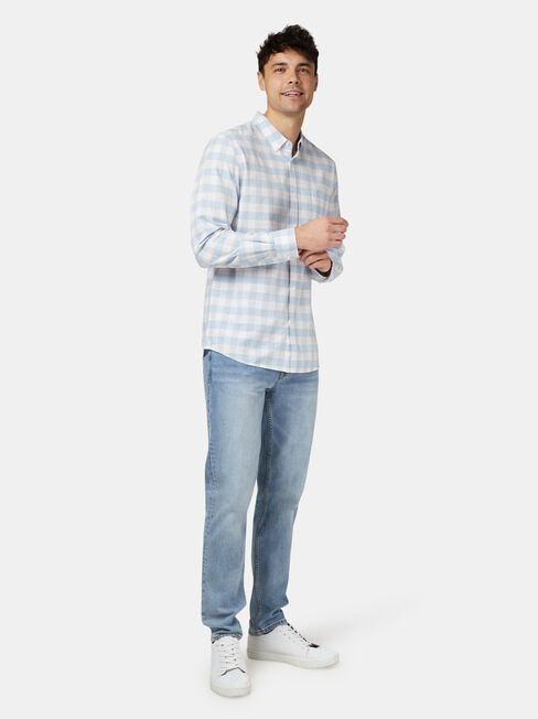 Nate Long Sleeve Check Shirt, Blue, hi-res