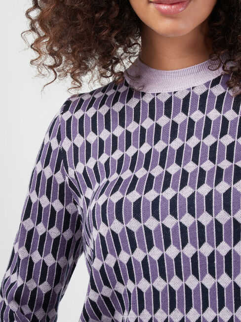 Amara Geometric Knit, Purple, hi-res