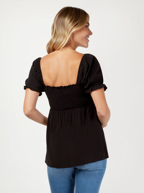 Bonnie Shirred Maternity Top, Black, hi-res