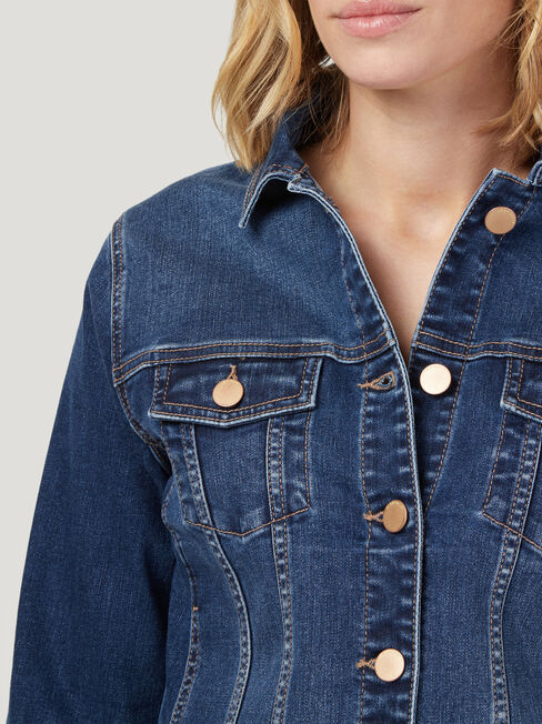 Classic Stretch Denim Jacket, Dark Vintage, hi-res