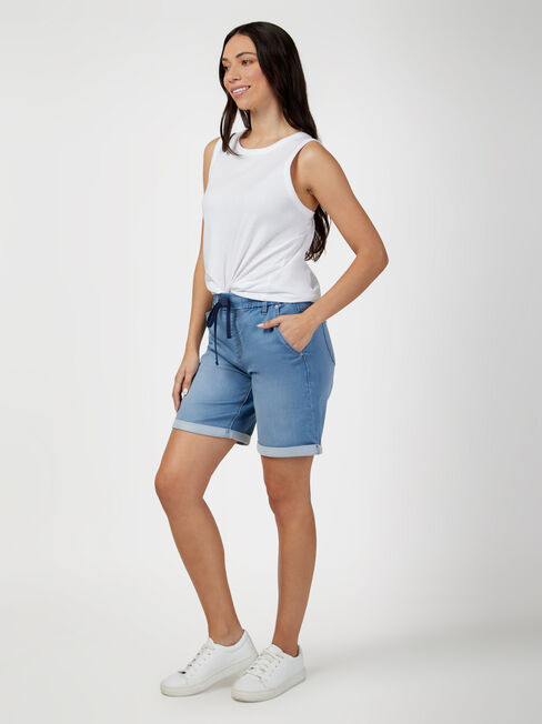 Abbey Luxe Jogger Bermuda Short, Light Indigo, hi-res