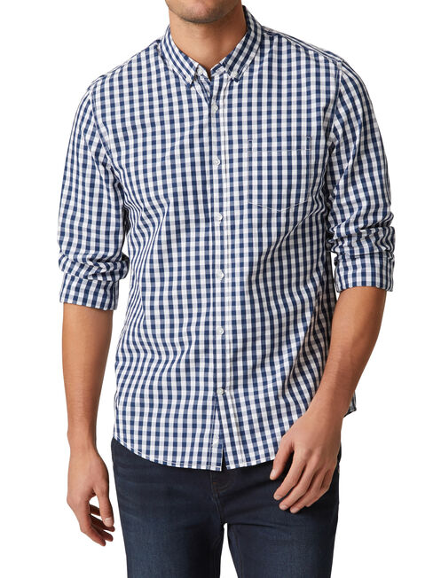 LS Thompson Check Shirt, Blue, hi-res