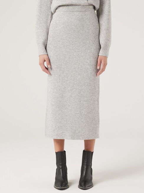 Rebecca Knit Skirt, Grey Marle, hi-res