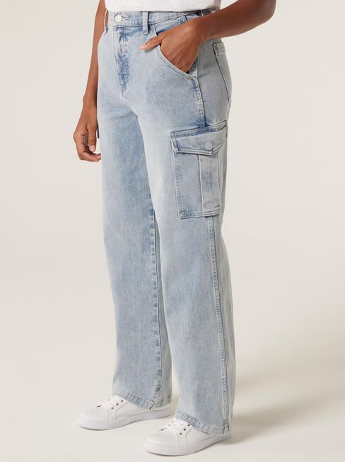 Rory Mid Waist Wide Leg Cargo Jeans, Mid Vintage, hi-res
