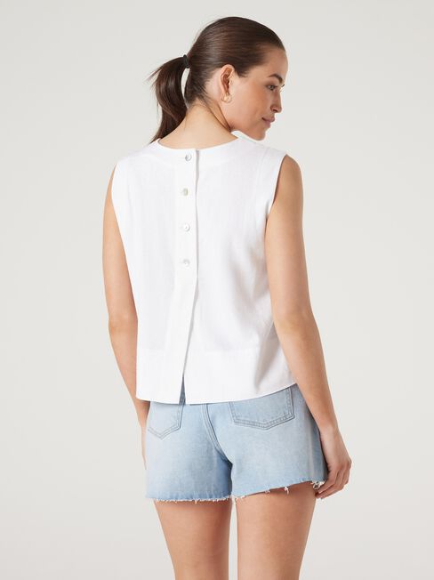 Maddy Linen Tank, White, hi-res