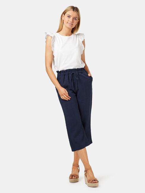 Lyla 3/4 Paperbag Pant, Blue, hi-res