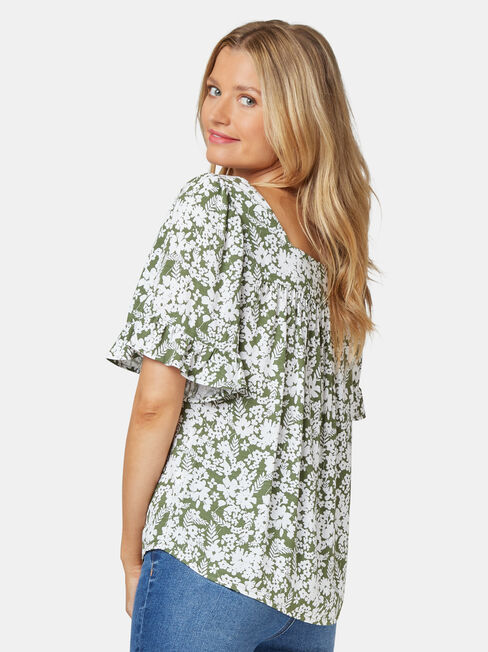 Rhani Flutter Sleeve Blouse, Floral, hi-res
