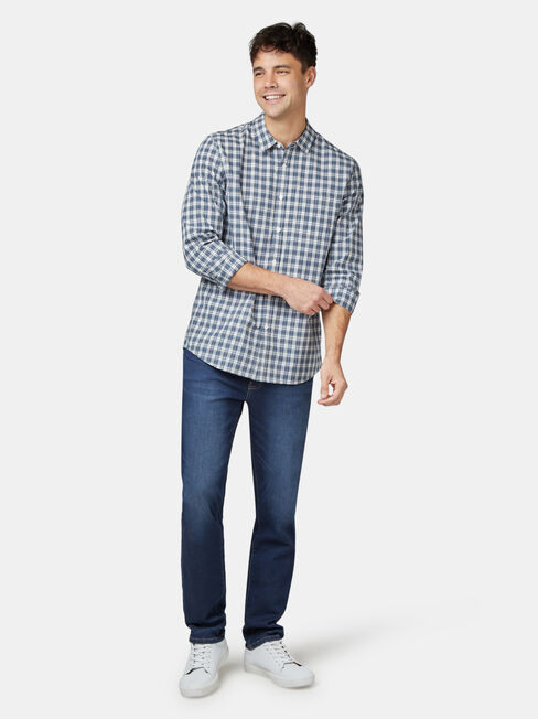 Marcus Long Sleeve Check Shirt, Blue, hi-res