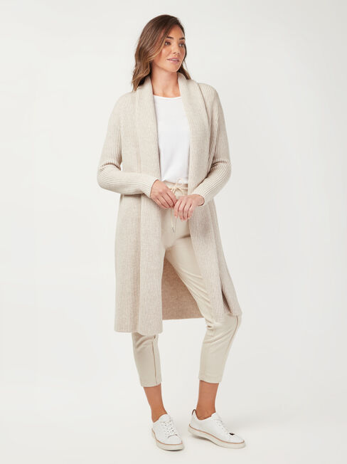 Hannah Ribbed Coatigan, White, hi-res
