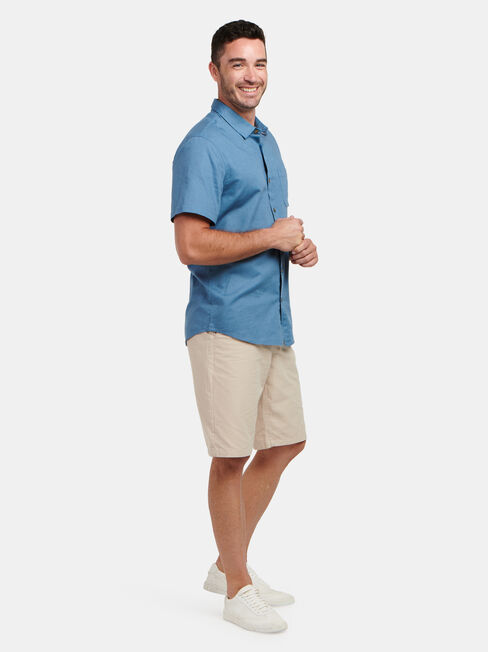 Ethan Short Sleeve Textured Shirt, Blue, hi-res
