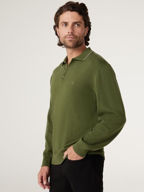 LS Eric Tipped Polo, Olive, hi-res