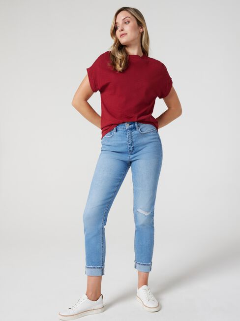 Drop Shoulder Tee, Berry, hi-res