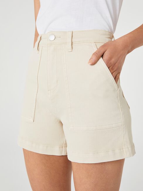 Olivia Utility Denim Short, White, hi-res