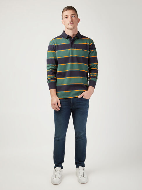 LS Percy Stripe Rugby Polo | Jeanswest