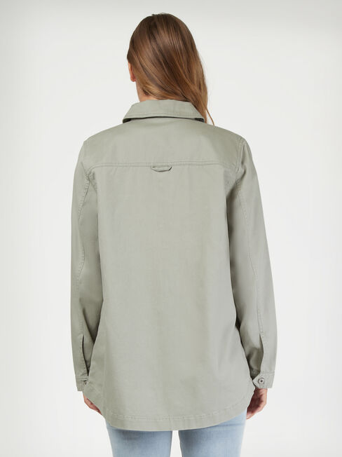 Sasha Cotton Shacket, Green, hi-res