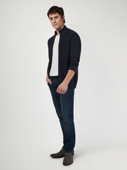 Shannon Zip Through Knit, Blue, hi-res
