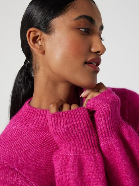 Angie Soft Blouson Slv Knit, Hot Pink, hi-res