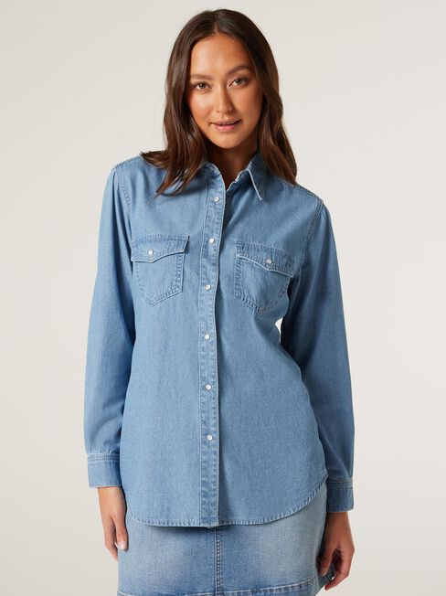 Remi Denim Shirt, Light Vintage, hi-res