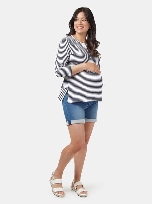 Hendy Henley Maternity Tee, Stripe, hi-res