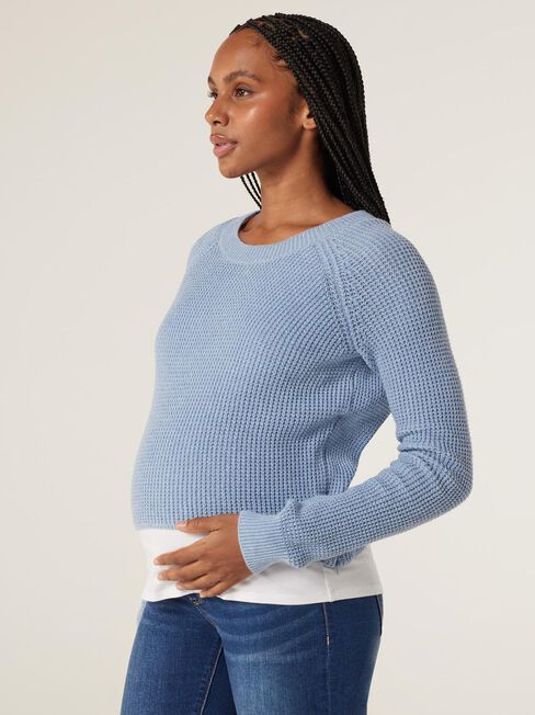 Michelle Side Zip Maternity Pullover, Ink, hi-res