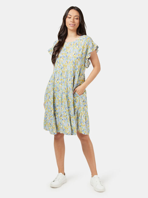 Aimee Tiered Mini Dress, Green, hi-res