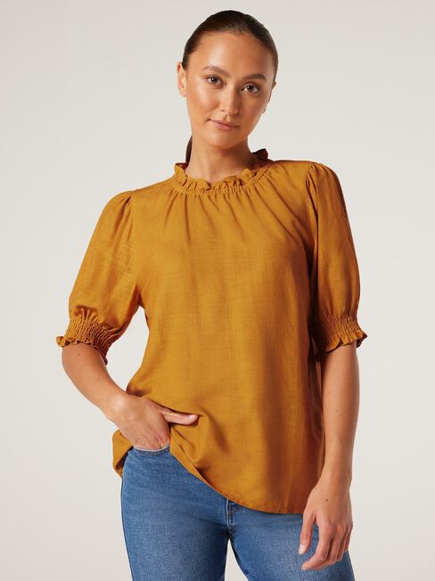 Sasha Short Sleeve Top, Spicy Mustard, hi-res