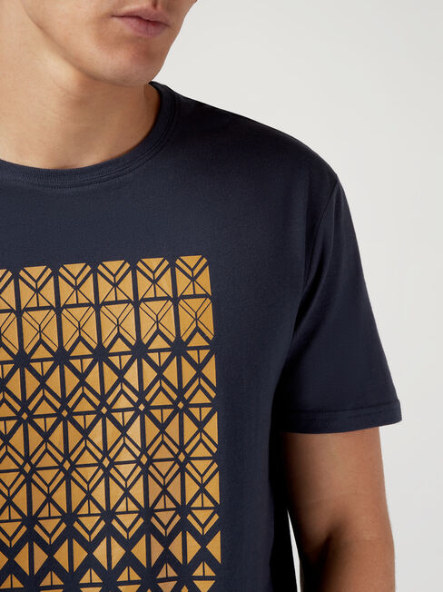 SS Toby Print Crew Tee, Blue, hi-res