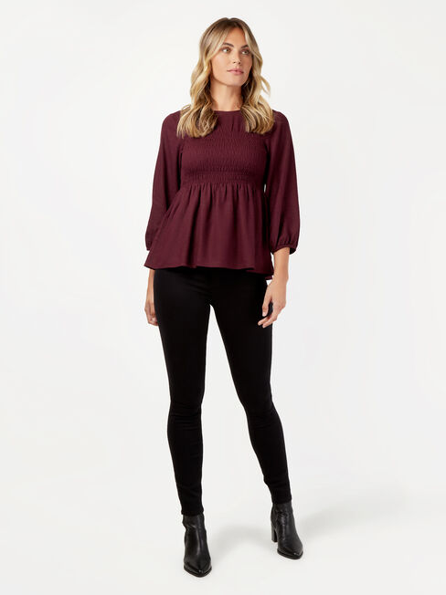 Gracie Shirred Bust Top, Purple, hi-res