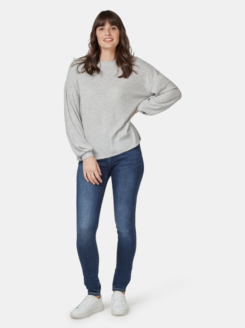 Ella Drop Shoulder Textured Top, Grey, hi-res