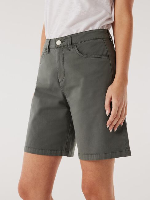 Libby Bermuda Denim Walk Short, Green, hi-res