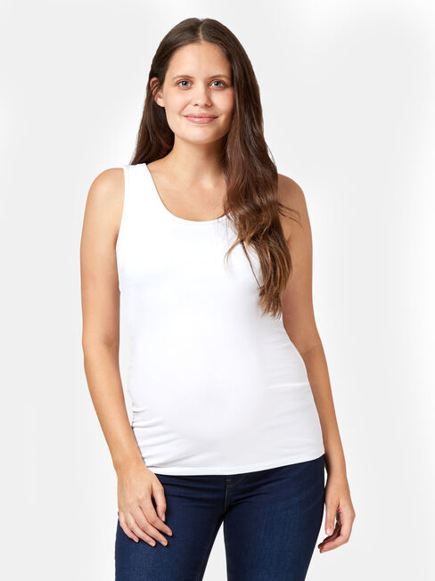 Post Maternity Cotton Nursing Tank, White, hi-res
