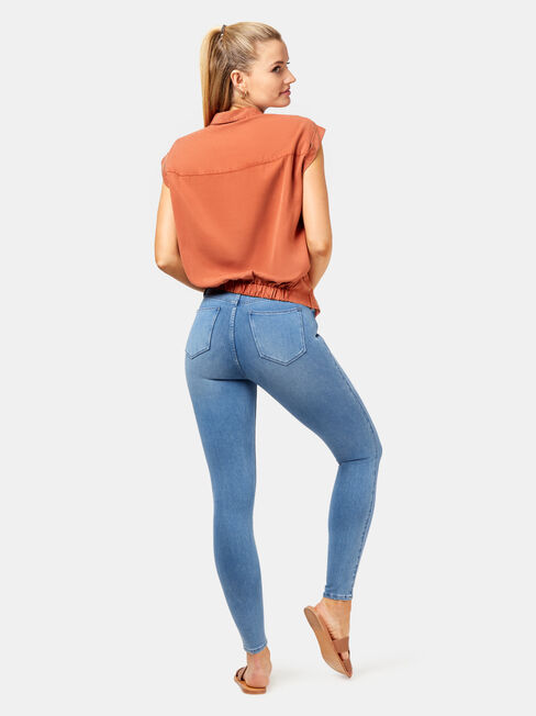Zoe Twist Front Shirt, Orange, hi-res