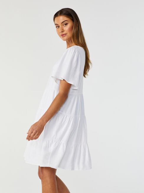 Bobby Tiered Dress, White, hi-res