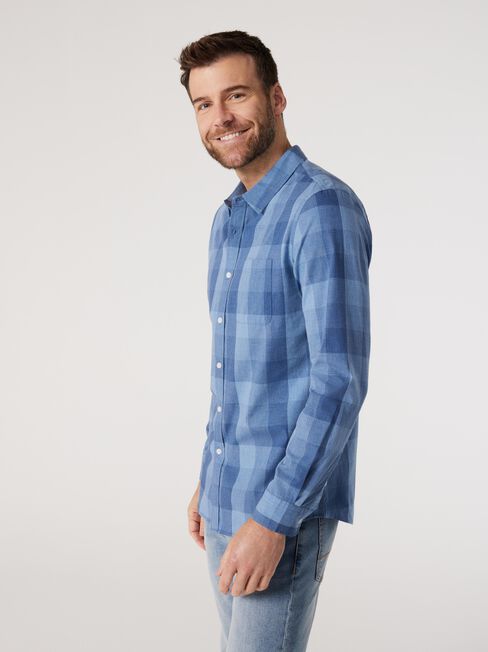 LS Noel Check Shirt, Blue, hi-res