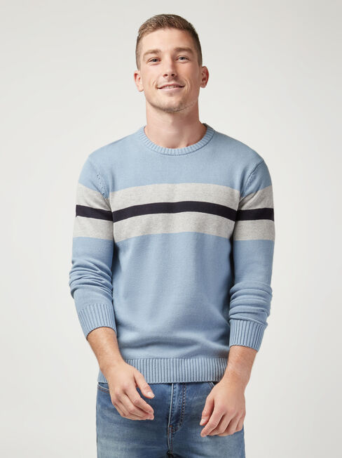 Marshall Block Stripe Crew Knit, Blue, hi-res