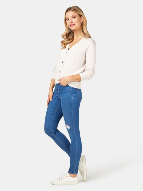 Ava Cropped Cardi, White, hi-res