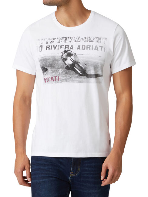 Dexter Short Sleeve Print Crew Tee, White, hi-res