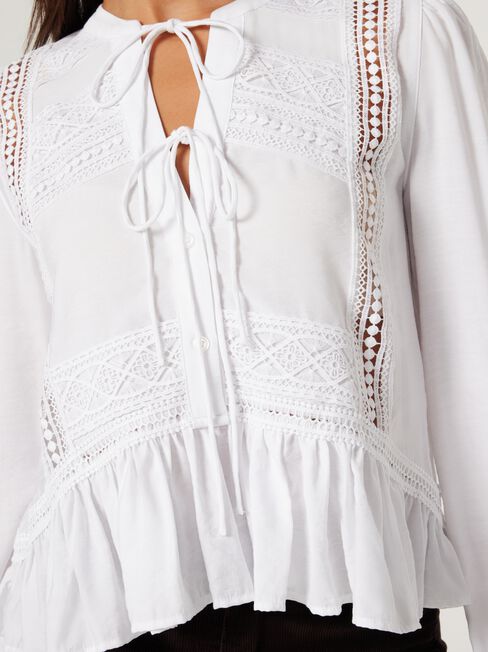 Wynona Peasant Blouse, White, hi-res