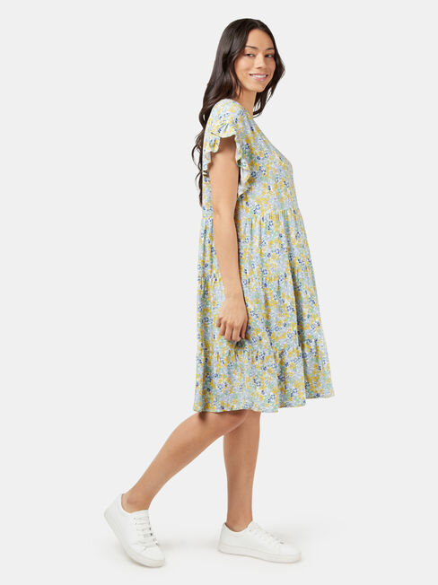 Aimee Tiered Mini Dress, Green, hi-res