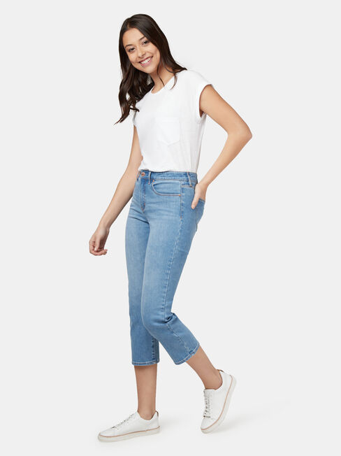 Sara Slim Straight Capri Light Indigo, Light Indigo, hi-res