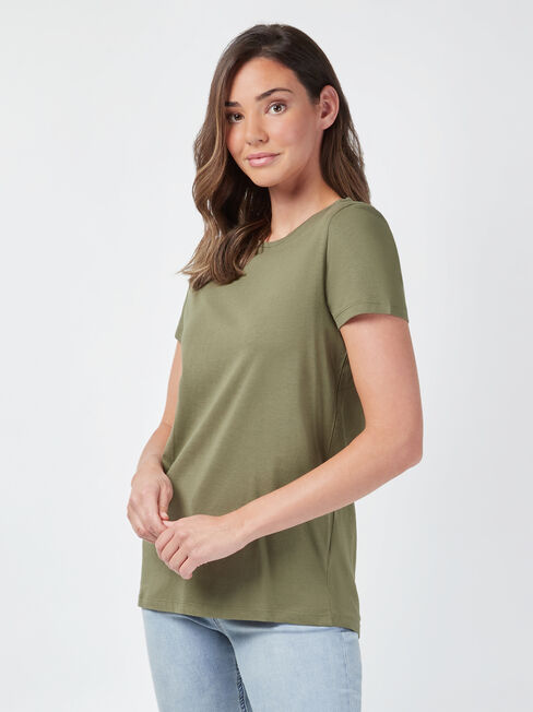 Curve Hem Crew Tee, Thyme, hi-res
