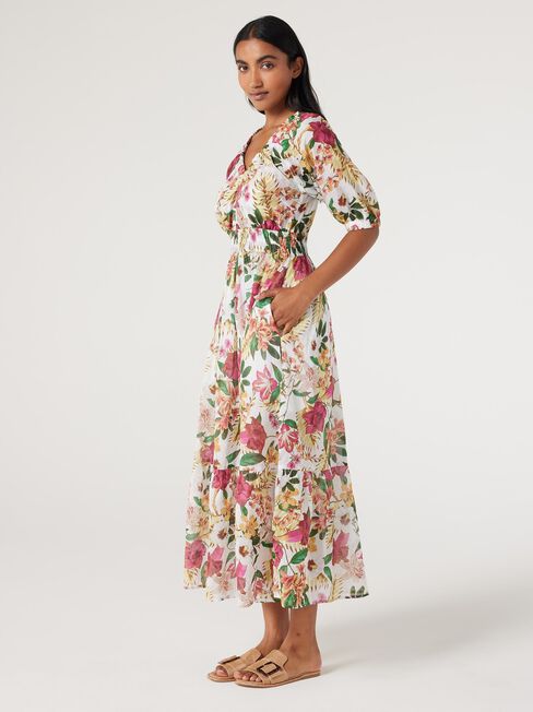 Steph Peasant Dress, Tropical Punch, hi-res