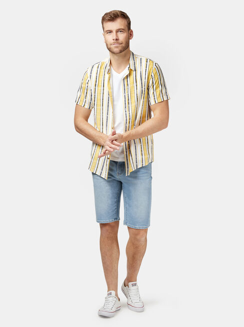 Lou Short Sleeve Stripe Shirt, Yellow, hi-res