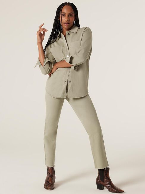 Demi High Waisted Straight Jeans, Pistachio, hi-res