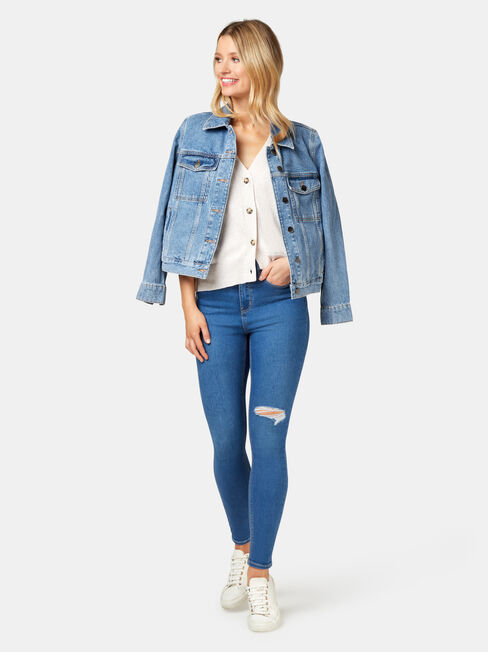 Ava Cropped Cardi, White, hi-res