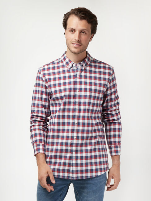 LS Corey Oxford Check Shirt, Blue, hi-res