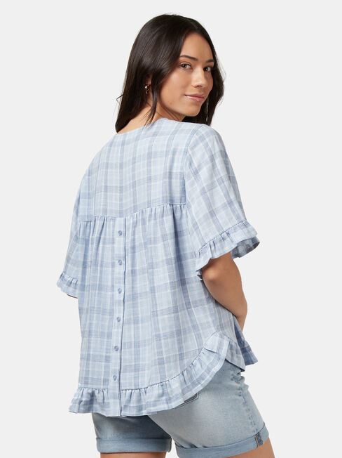 Lola Ruffle Top, Blue Stripe, hi-res