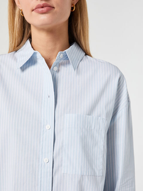 Fern Cotton Stripe Shirt, Blue Stripe, hi-res